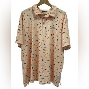 Columbia PFG Super Slack Tide Stretch Fishing Cocktail Theme UPF 40 Polo - XL